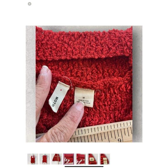 Anthropologie Moth Vera Red Knit Sweater Tank Medium Cutout Sleeveless Top - Picture 8 of 8